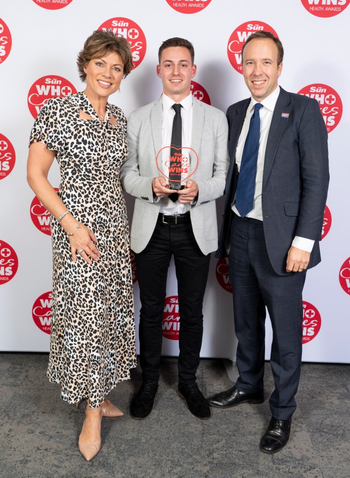  Newsreader Kate Silverton and Health Secretary Matt Hancock with Mental Health Hero Ben West