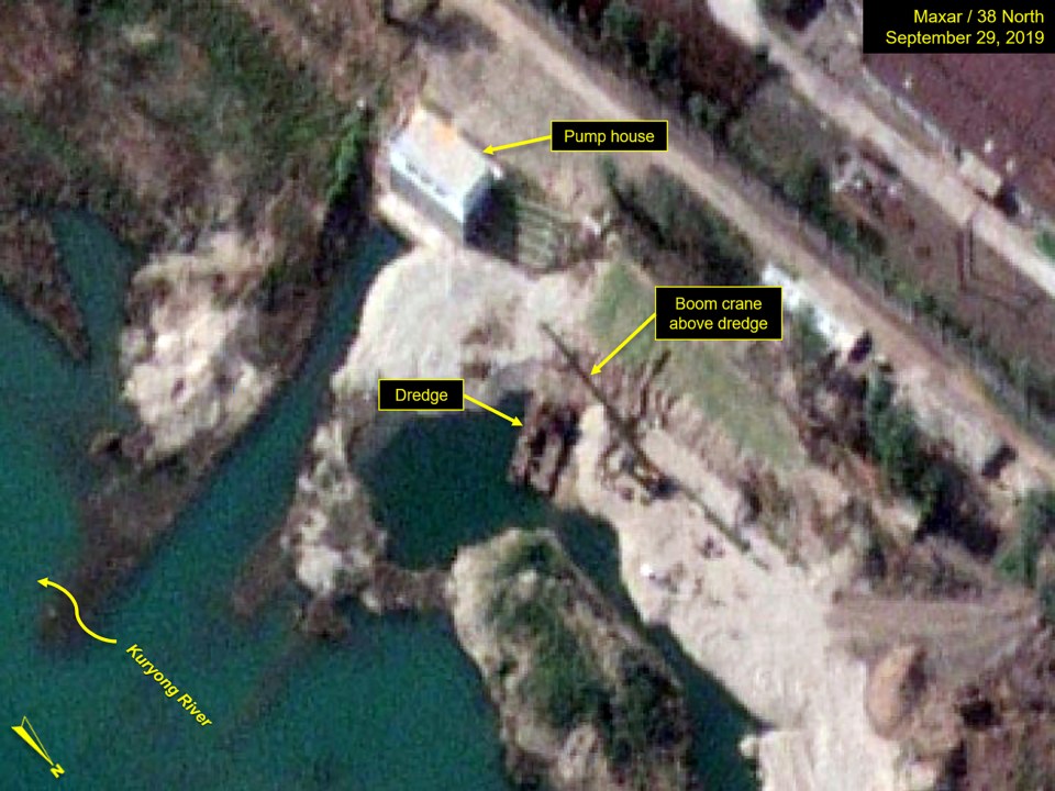 Dredging was observed at the river’s edge at the facility just 62 miles north of Pyongyang 