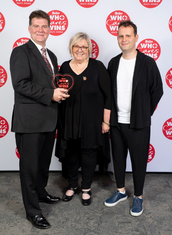  Winner of the Best Doctor award Dr Matthew Boulter with Sue Robinson who nominated him, and author Adam Kay who presented his award