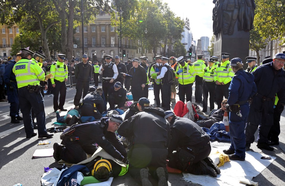  Police presence has been heavy at the protests in Westminster, London