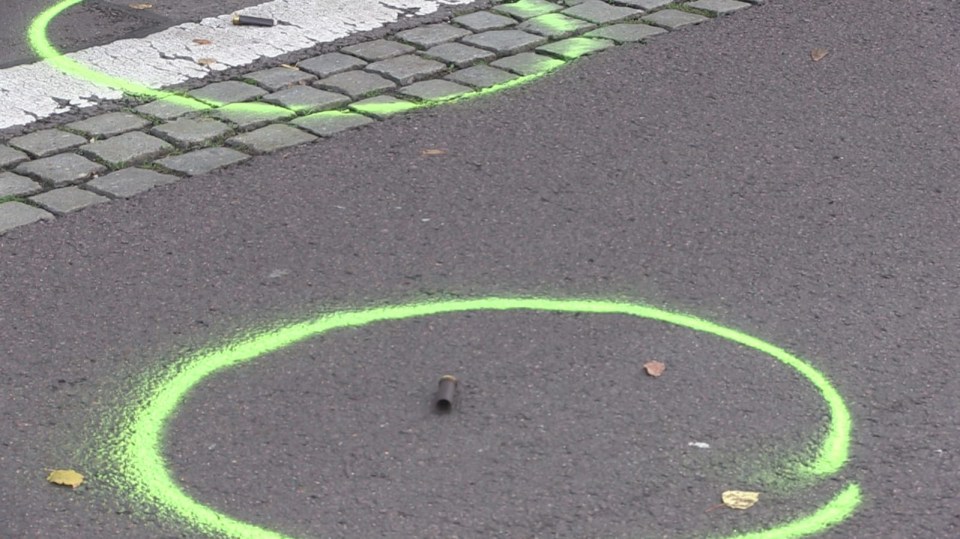 Shotgun casings at the scene of the shooting in the eastern German city