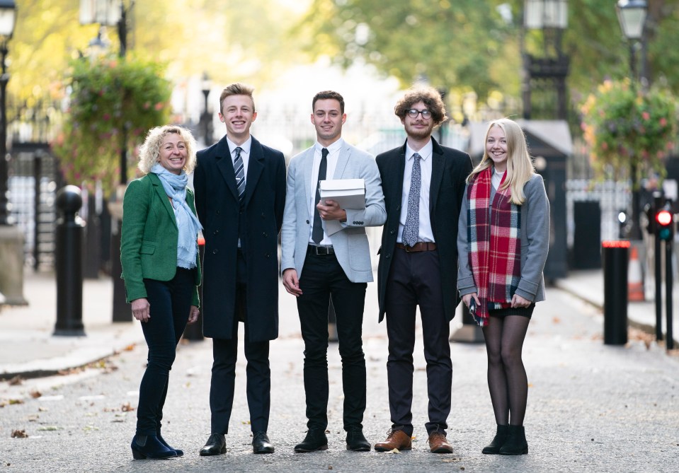  Ben was joined by friends as he delivered the petition at Downing Street