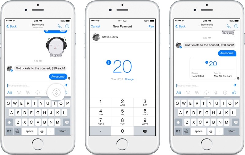  You can send or request money through Messenger