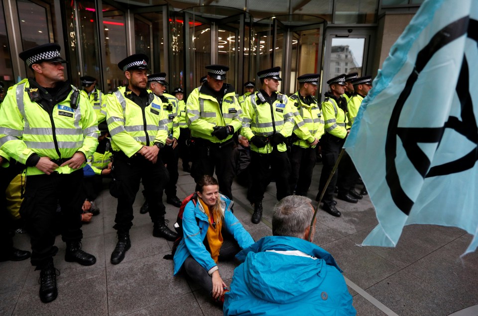  Cops got in between the activists and the BBC glass doors