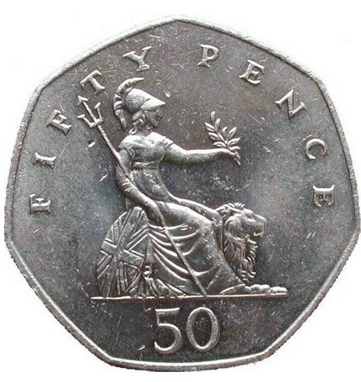  Eleven years after launch, the words ‘Fifty Pence’ replaced ‘New Pence’