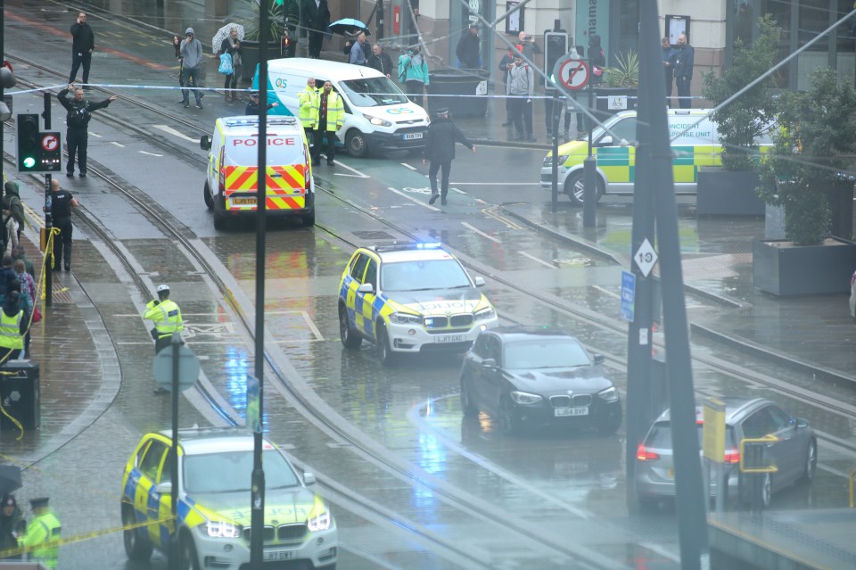  Police cars raced to the scene after three people were left hurt