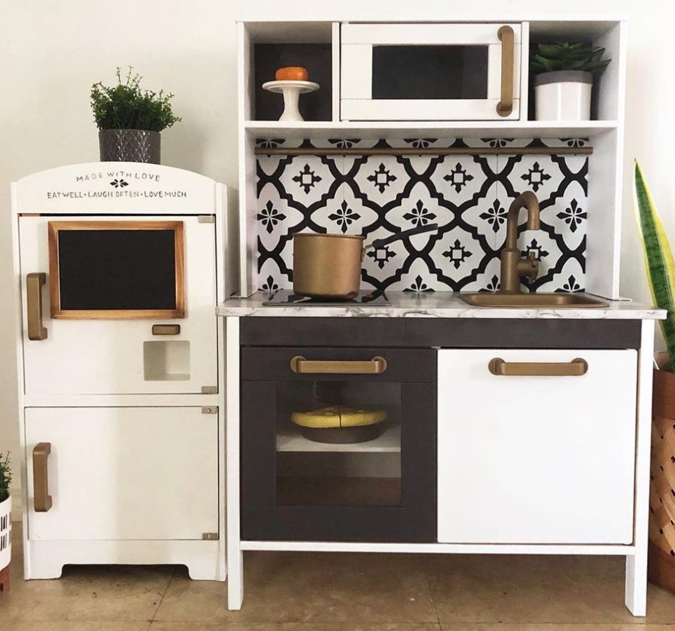  One mum added some trendy tile stickers to her kids play area