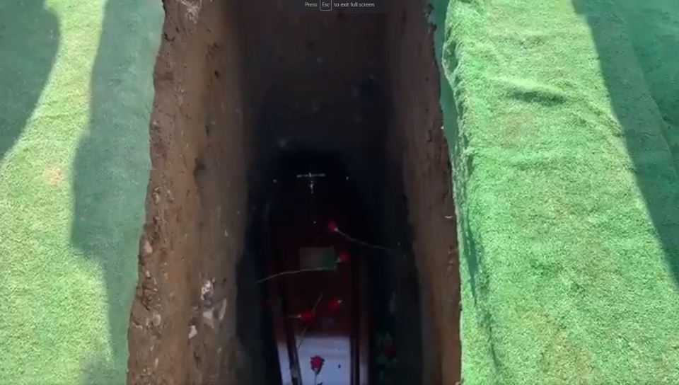  His message was played as his coffin was getting lowered into the ground