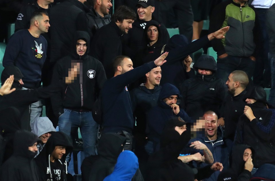 Booing, monkey noises and racist chanting could be heard while many supporters made Nazi-style salutes in Sofia