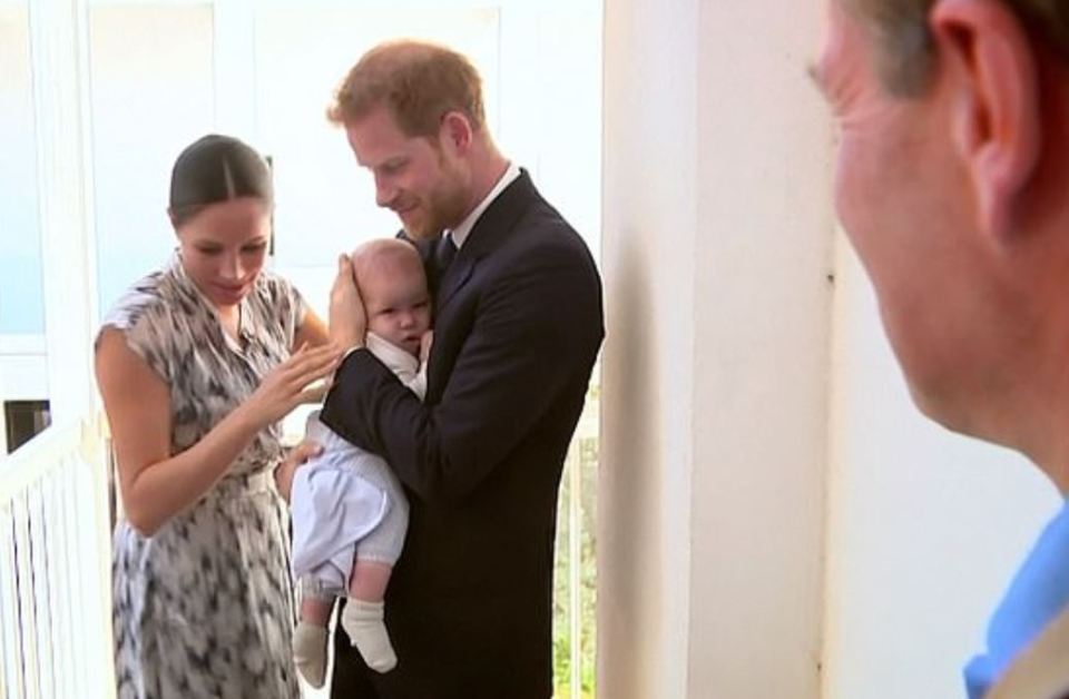  The duchess could be seen embracing her husband, who was cradling their son Archie