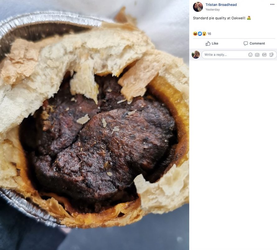  Tristan Broadhead posted a snap of his crusty-looking pie he said he bought at Championship side Barnsley