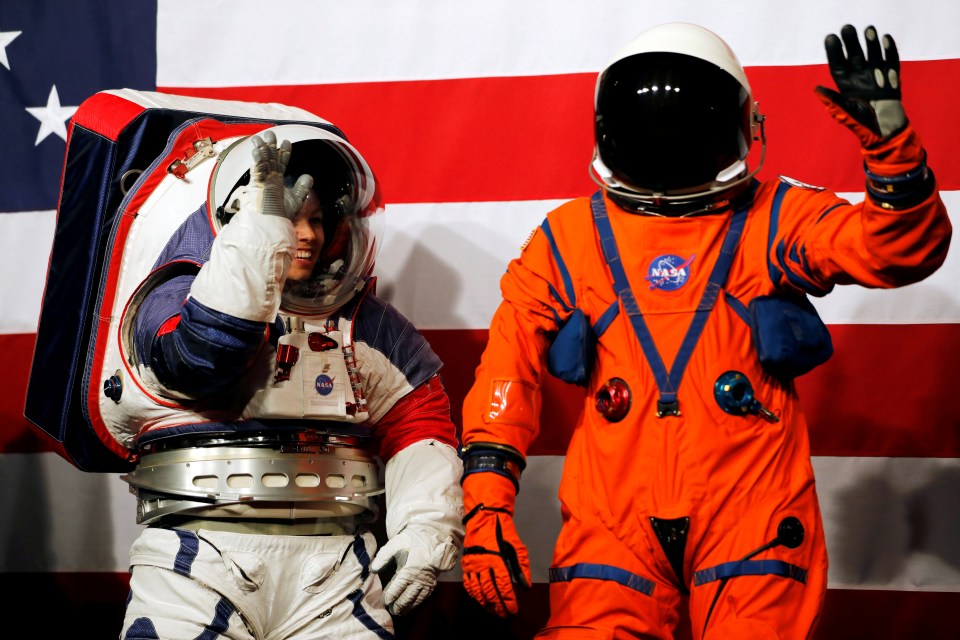  One suit of orange fabric will be worn by astronauts when inside the spacecraft. Astronauts will wear a much bigger, mostly white suit on the lunar surface