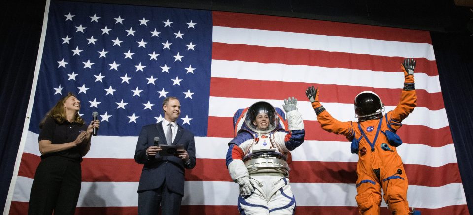  The suits were shown off by Nasa engineers in a bizarre catwalk-style show at its Washington, D.C. headquarters