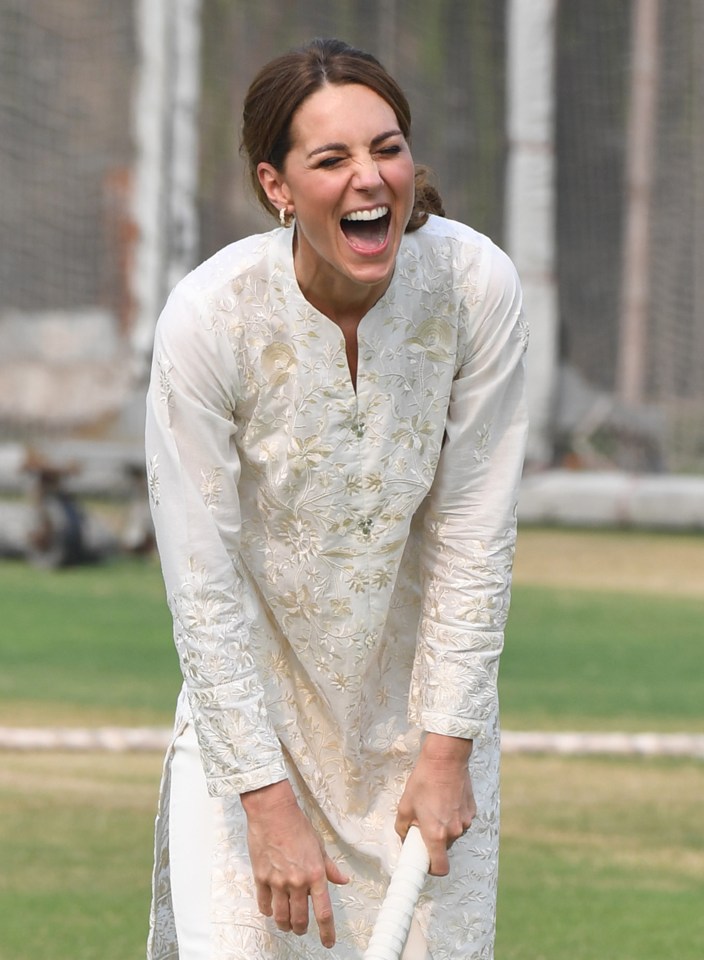 The Duchess was clearly having a great time at the cricket ground