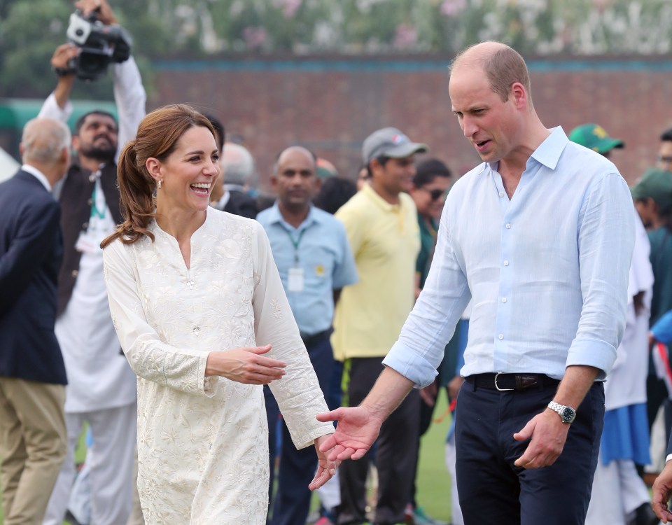 Kate and Wills share a joke during their visit to the National Cricket Academy