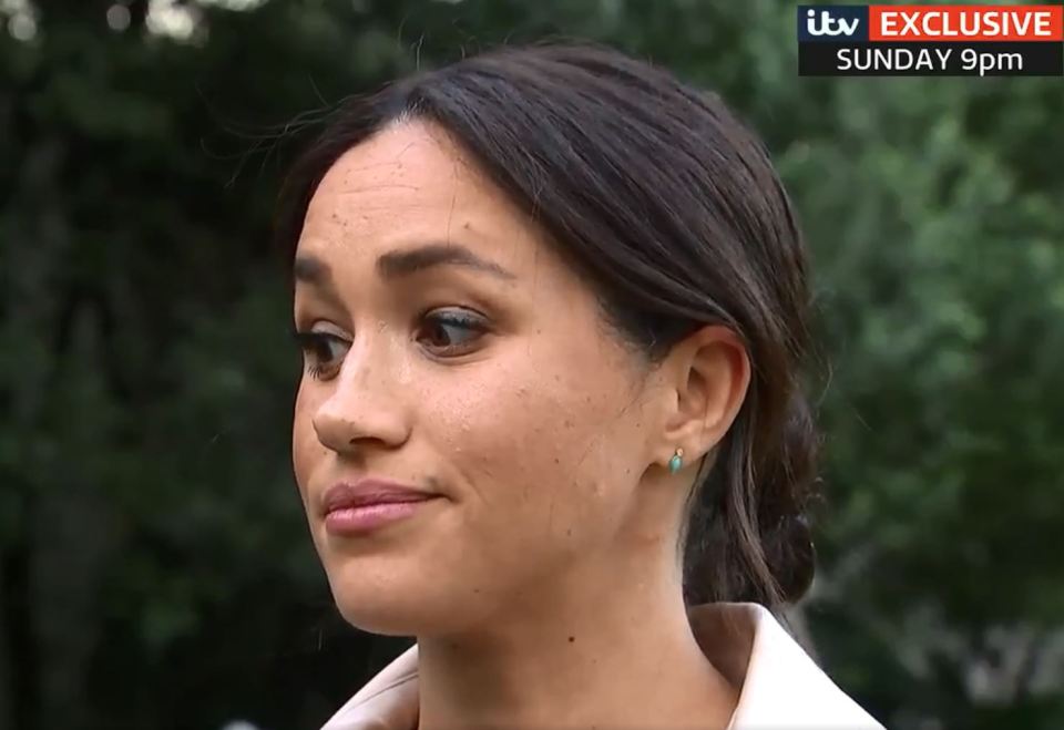  Meghan fought back tears when she was asked by ITV host Tom Bradby if she was ok