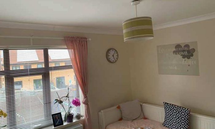 The DIY fan spent just £100 in B&Q and Dunelm to get the impressive results – here the bedroom is seen before the transformation