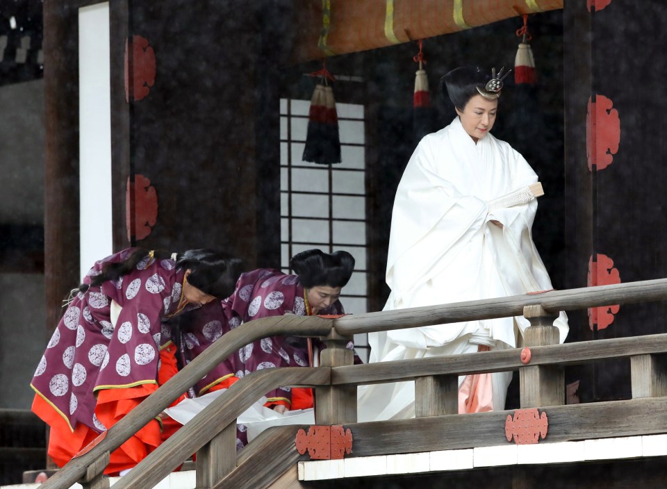 Japanese Empress Masako arrives at the Kashikodokoro sanctuary