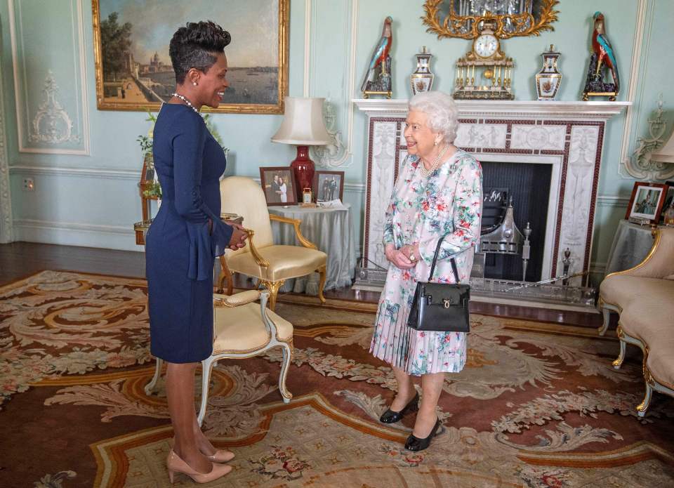  The framed portrait of the couple was missing from the Queen's audience room as she met High Commissioner for Grenada, Kisha Alexander-Grant yesterday