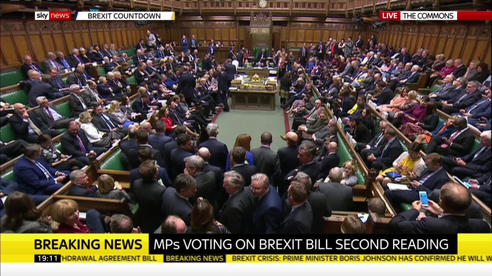 MPs voted 329 for and 299 against Mr Johnson’s Withdrawal Agreement tonight