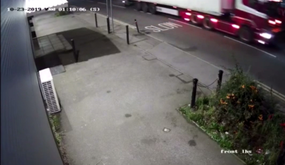  CCTV shows the final journey of the lorry carrying 39 suspected migrants