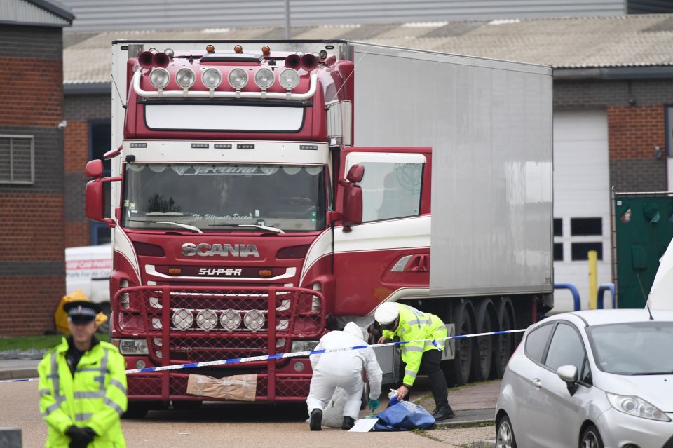  The bodies of 39 migrants were found in the back of this refrigerated lorry in Grays, Essex