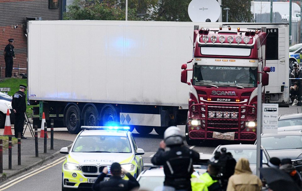  Police yesterday drove away the lorry to nearby Tilbury Docks to remove the bodies