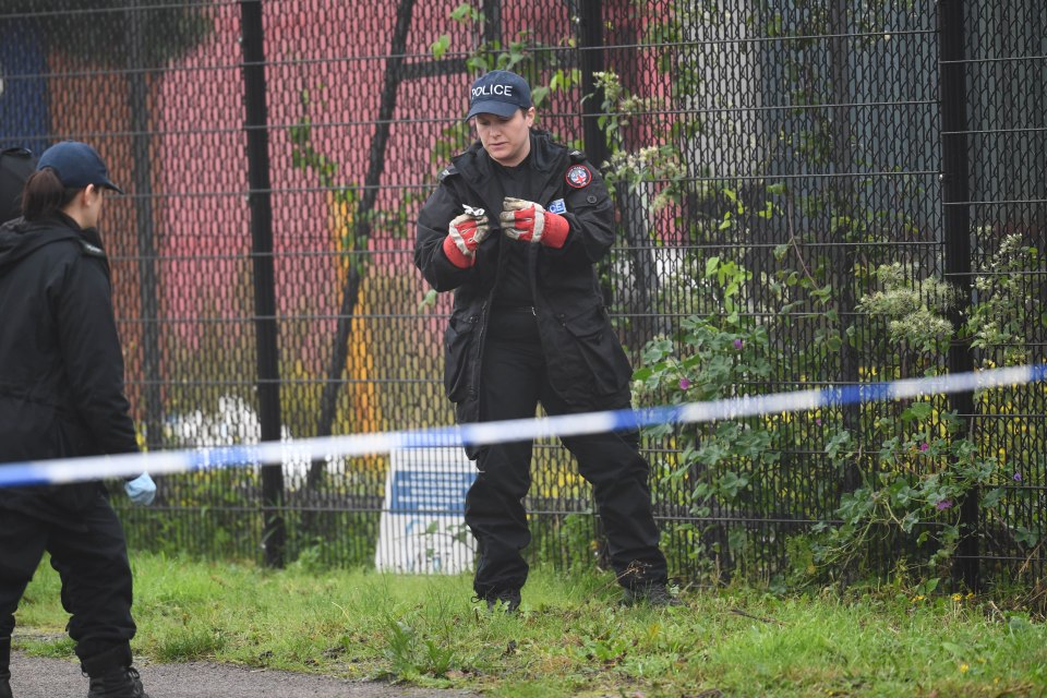  Police searching around the industrial park where the lorry was found