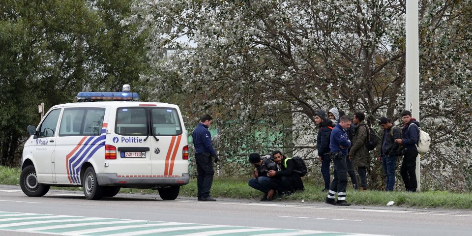  Suspected migrants are detained in Zeebrugge today