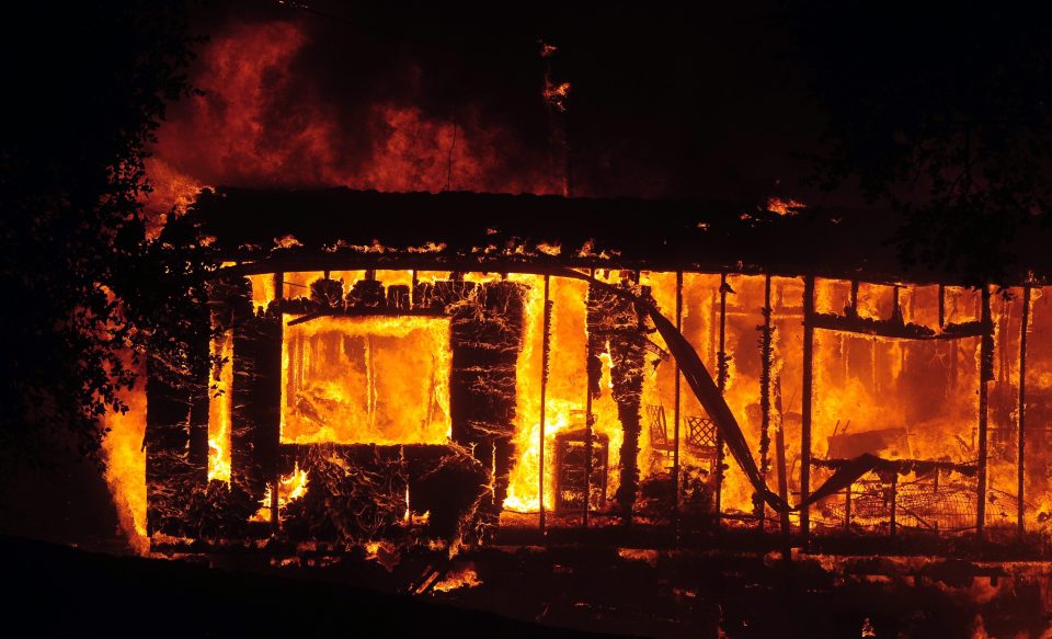  A home succumbs to the Kincade Fire in wine country of northern California