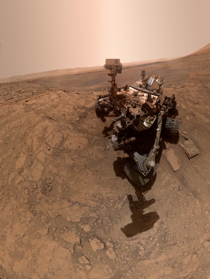  The selfie is composed of 57 taken from Curiosity's robotic arm