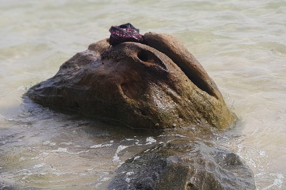  The rucksack was found on top of some rocks by the sea on the island