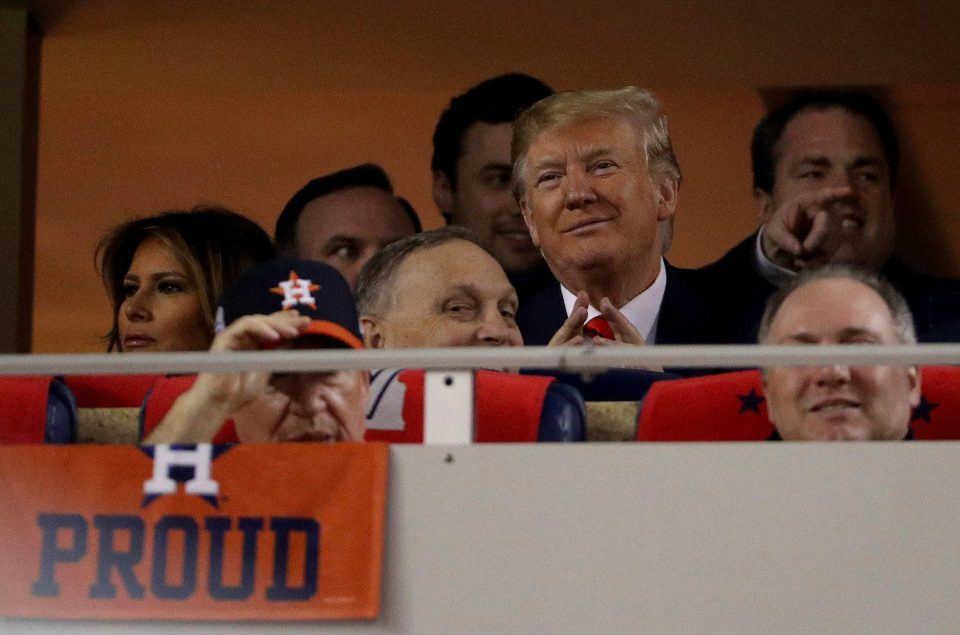  Sunday's game was the first major league game Trump has attended since becoming president