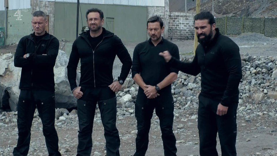  Mark with SAS: Who Dares Wins pals Ant Middleton, right, Foxy, centre-left, and Ollie, centre-right