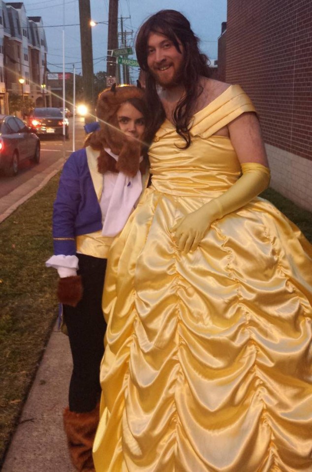  In a bizarre role reversal, this couple has swapped genders for this costume choice