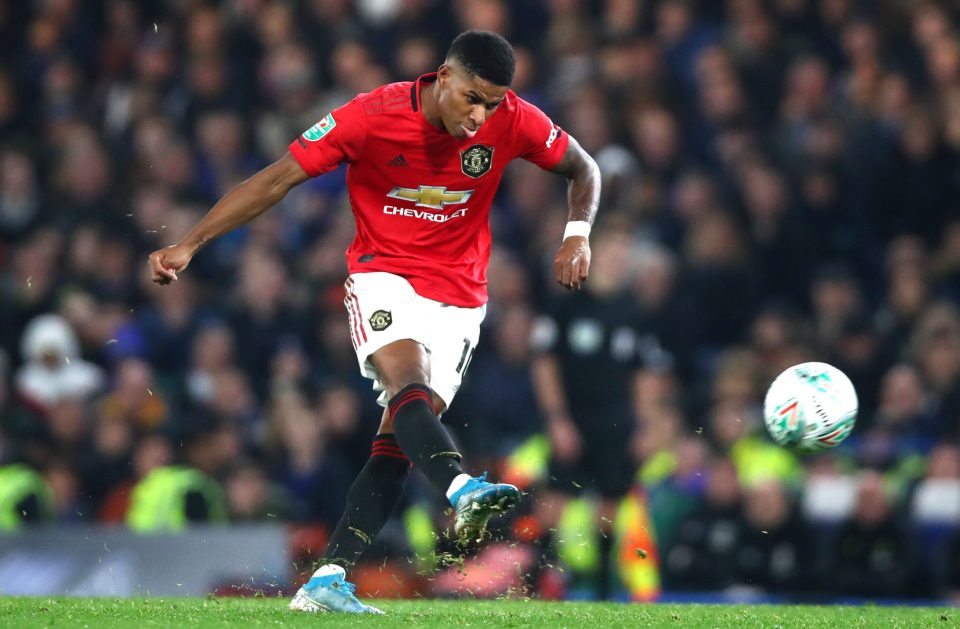  Marcus Rashford conjured this Carabao Cup free-kick winner after the ball swerved up and down from 30 yards