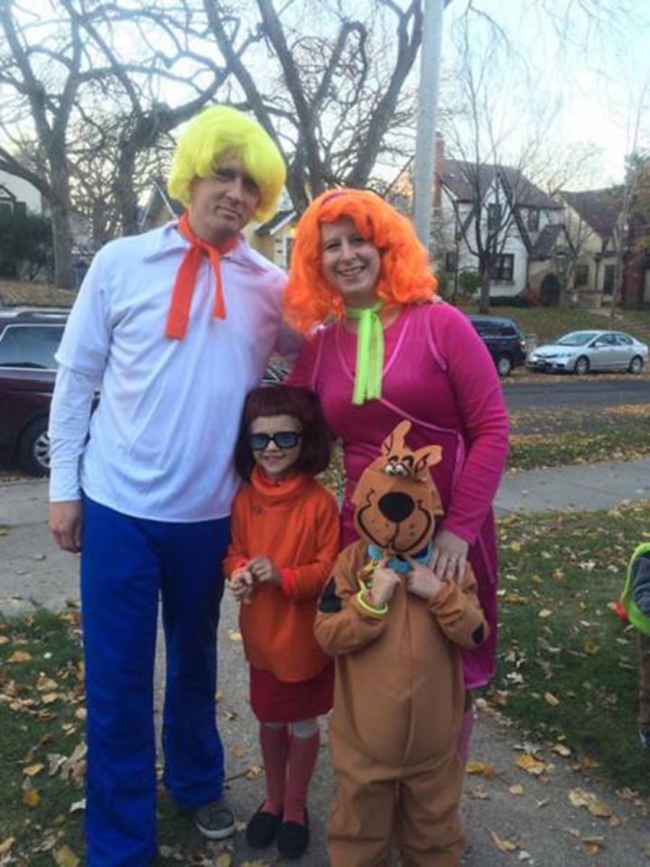  This family of four are all dressed as a member of the Scooby group