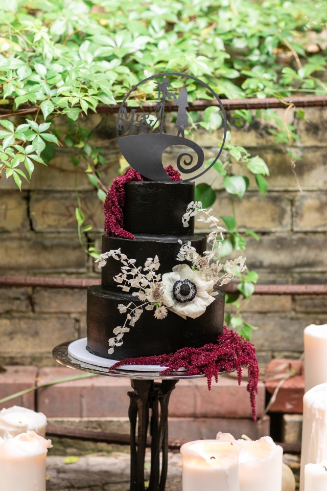  Ditching traditional white accents almost everything at the shoot was black - including the cake