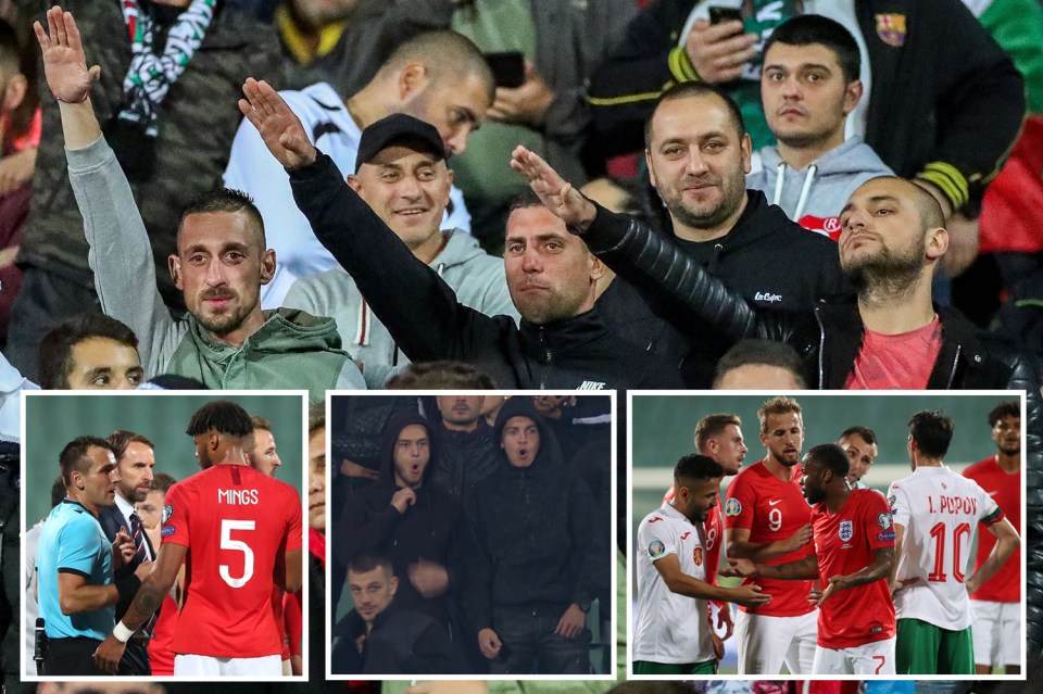  Raheem Sterling and Tyrone Mings were subjected to sick racist abuse in Bulgaria - with fans doing monkey noises and Nazi salutes