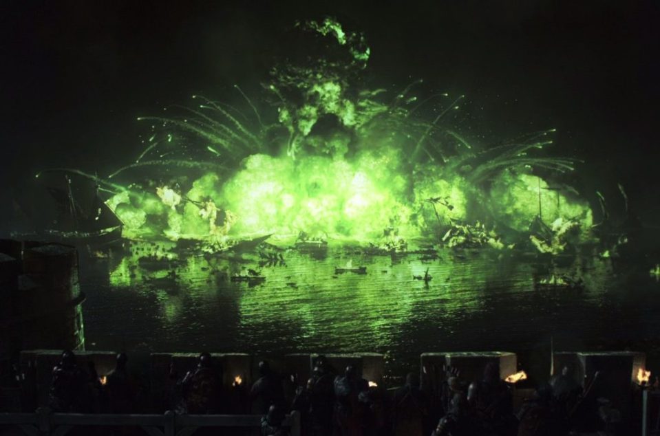  The wildfire explosion during the Battle of Blackwater was made using real fire and dyed green in post-production