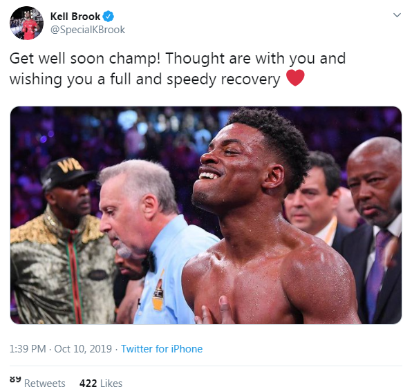  Kell Brook sent a message of support to his old rival Errol Spence Jr