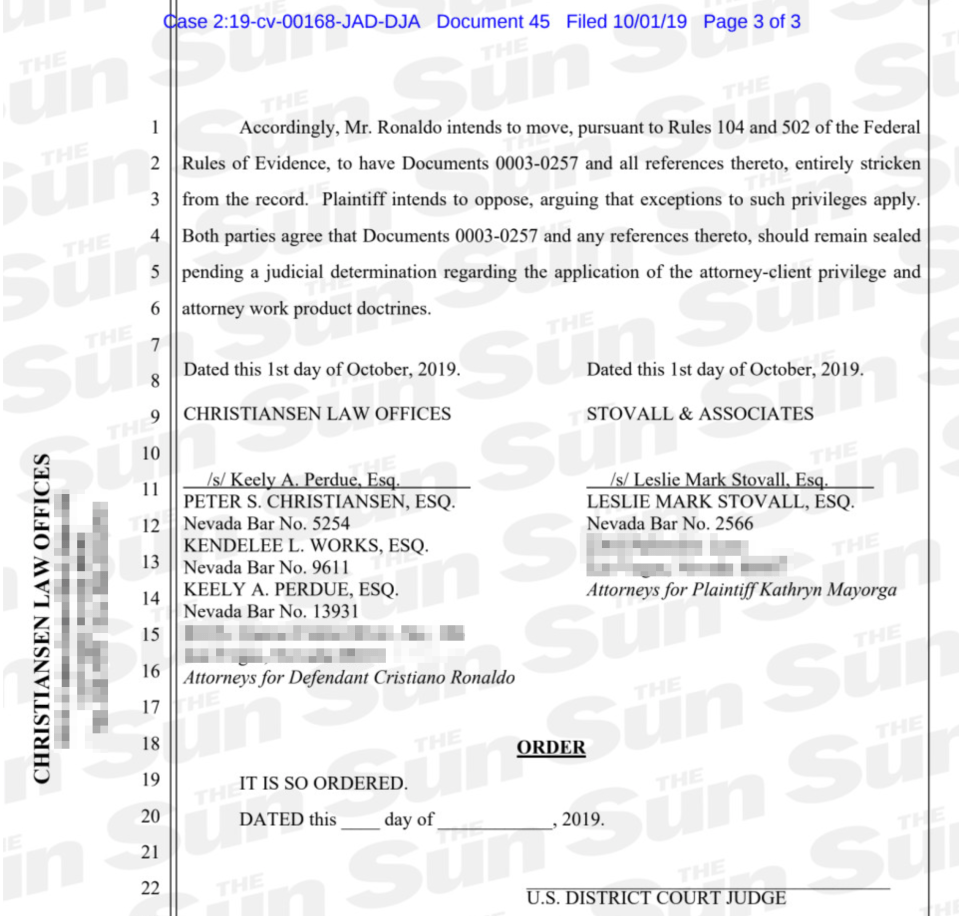  This document states that Ronaldo intends to move to have the documents entirely stricken from the record