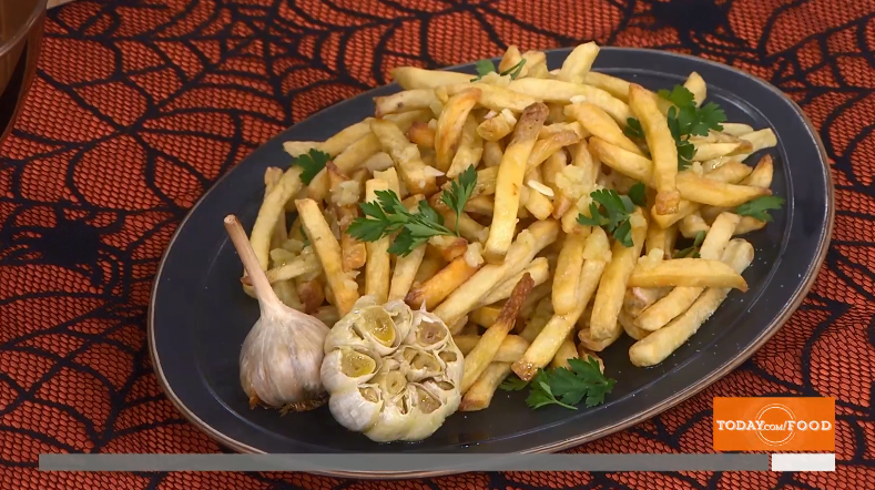  These vampire fries have been given an extra spooky garlic dressing