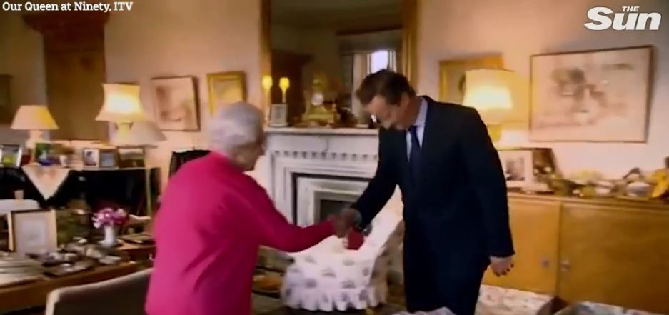  The clip shows David Cameron attending The Queen's Prime Minister's audience