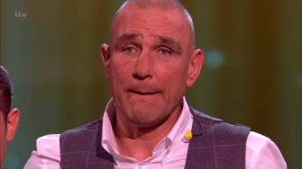  X Factor: Celebrity's Vinnie Jones was close to tears on Saturday night after he sang Everybody Needs Somebody