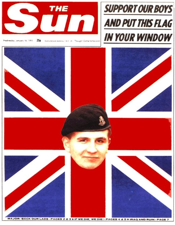  The Sun front page on the eve of the first Gulf War, 16 January 1991, called on readers to show their support for our troops as they joined a US-led alliance of 35 nations to liberate Kuwait from Iraqi occupation. 53,000 British military personnel took part in Operation Desert Storm