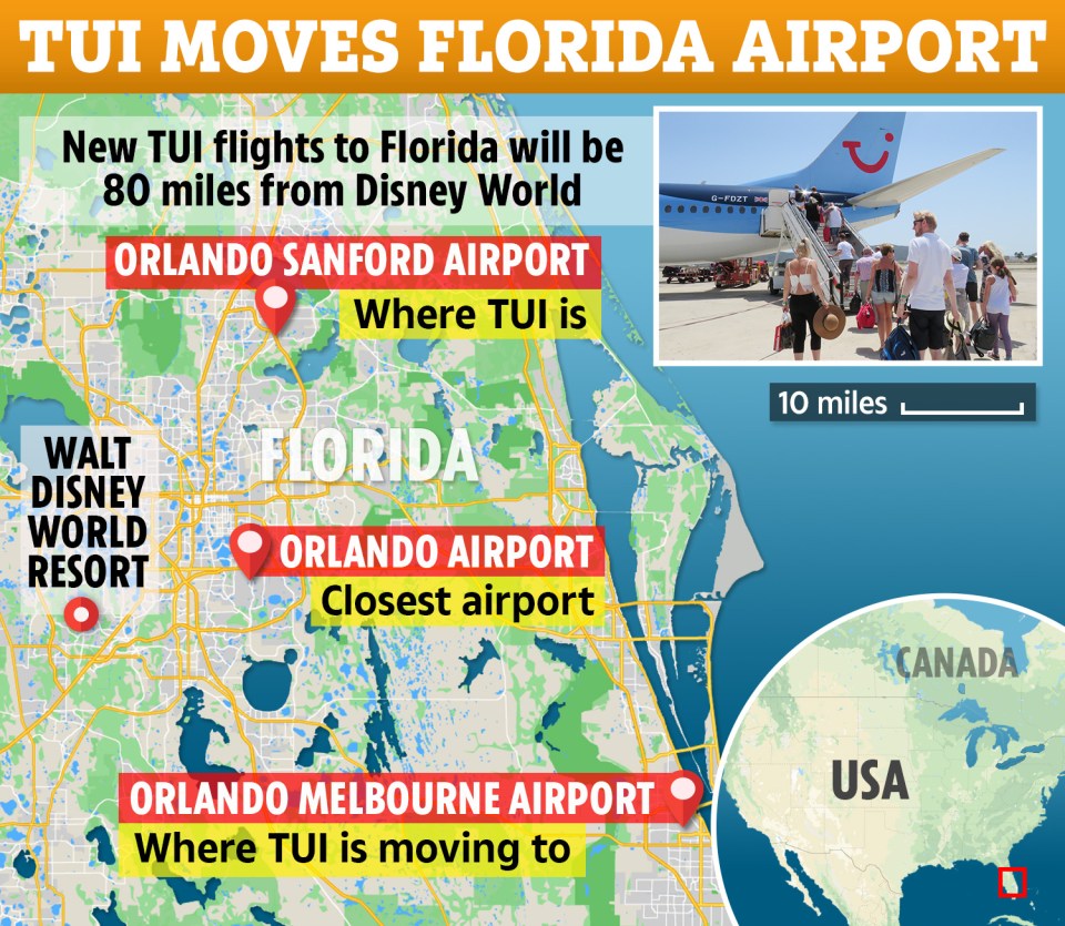  Orlando Melbourne Airport is nearly 80 miles from Disney World