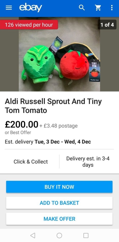  The plush toys cost £3.99 each when bought directly from Aldi