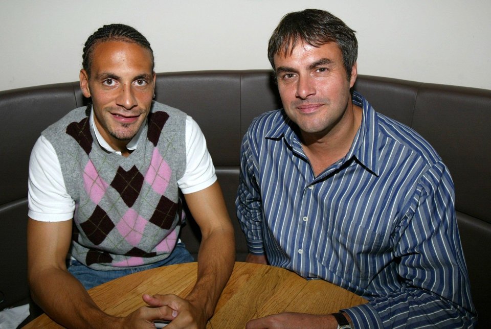  Shaun Custis chats with Rio Ferdinand in 2004 ahead of his first game back following his drugs ban