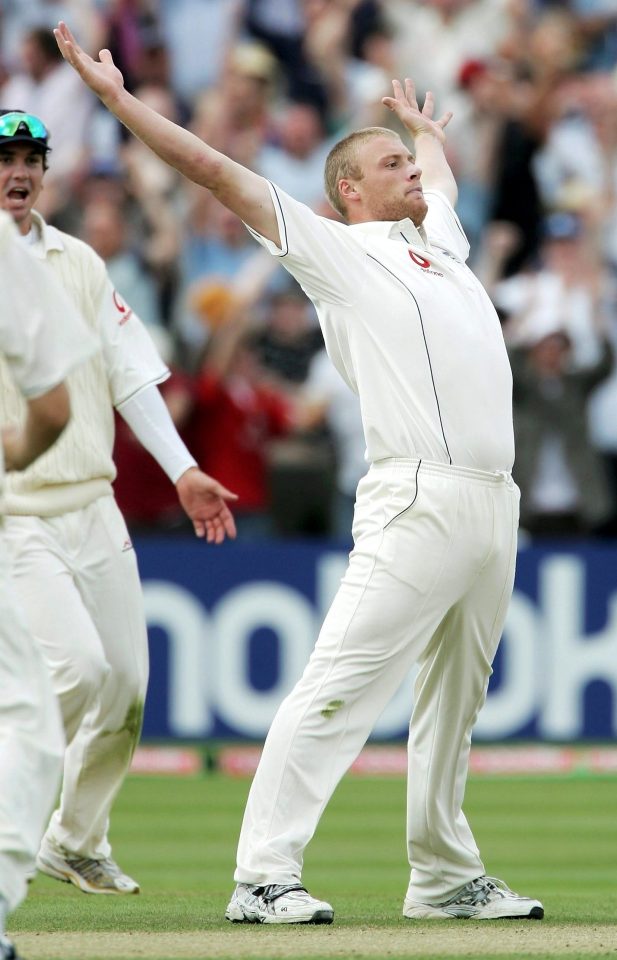  Freddie Flintoff stands tall during the 2005 Ashes